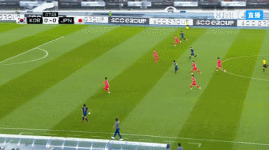 日本1-0领跑  韩国！日本队良包抄破门，此前韩国射球  中