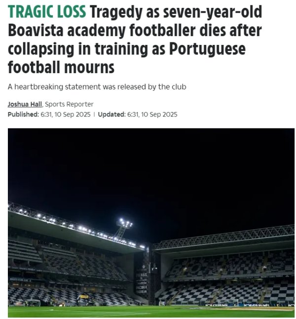 R.I.P.博阿维斯塔一青训小球员训练时心肺骤停不幸去世，年