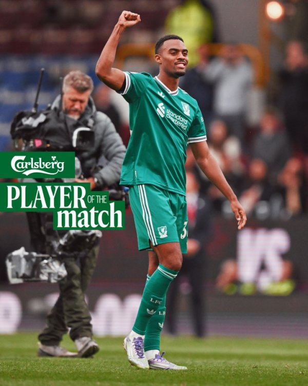 4次关键传球，官方：赫拉芬贝赫当选利物浦1-0伯恩利队内最佳