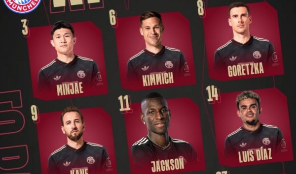 你的头顶怎么尖尖的😯拜仁首发图，杰克逊头部比队友“大一号”