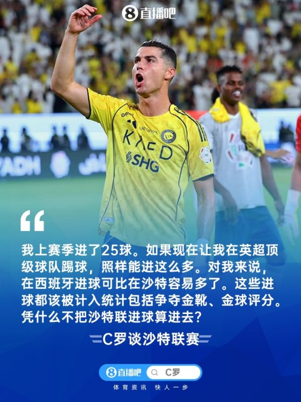 C罗：在西甲进球比沙特容易多了 如果在英超强队我一年还能进25球